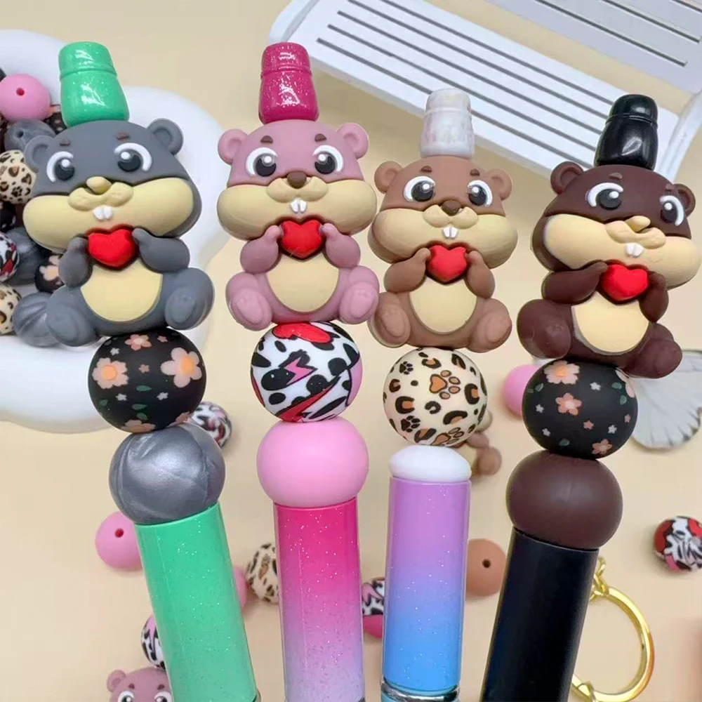 4/25/56PCS beaver groundhog silicone bead set, perfect for DIY handmade crafts such as keychains, necklaces, bracelets, etc