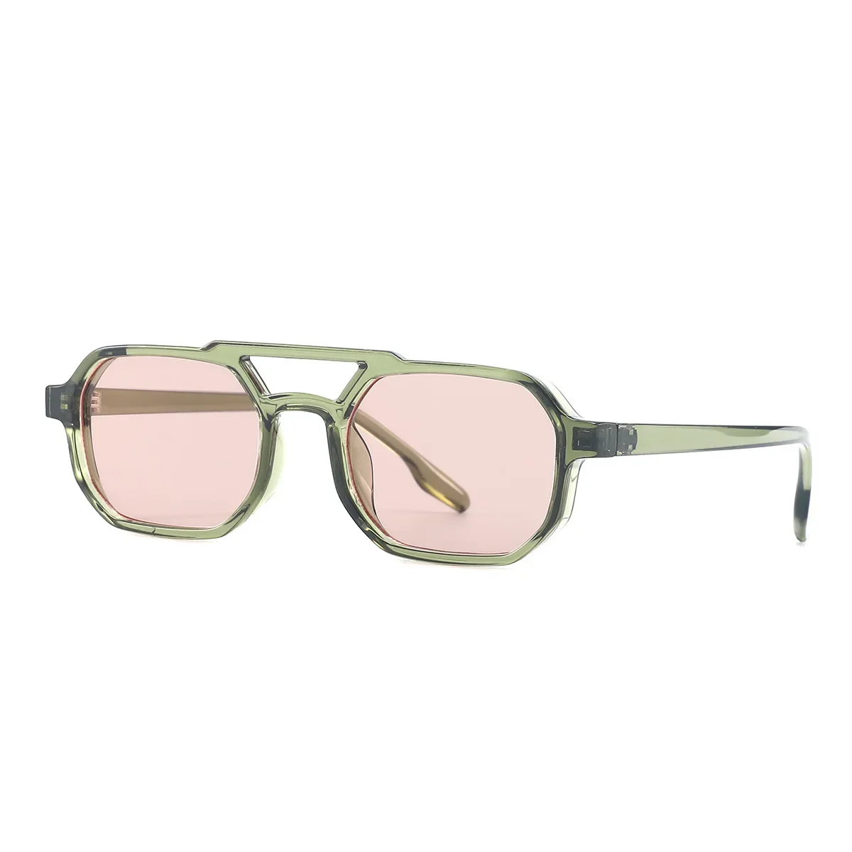 خمر جسور مزدوجة النساء الرجال مربع النظارات الشمسية موضة واضح المحيط عدسة النظارات تتجه المسامير نظارات شمسية UV400 #1