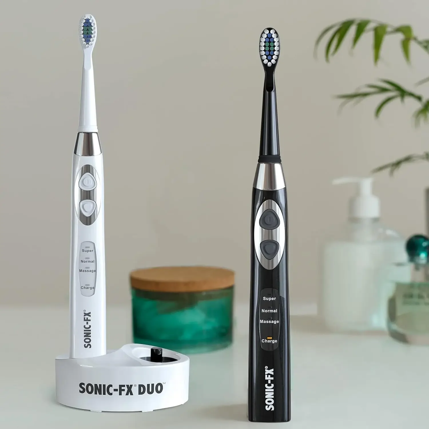 Dual Handle Rechargeable Electric Toothbrush Set for Adults and Kids - 3 Modes, Smart Auto-Timer - with Charging Dock Brush