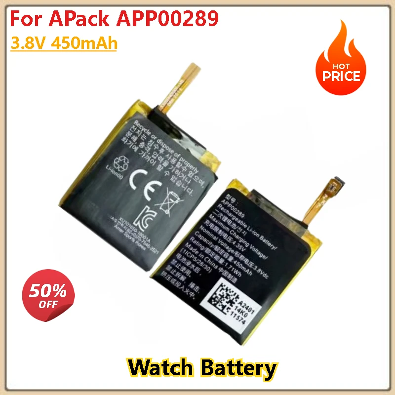 2Pcs 450mAh Replacement Watch Battery for APack APP00289 Smart Watches Batteries Brand New High Quality
