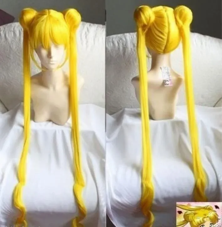 Cosplay Sailor Moon Yellow Long Women's hair Wig 100cm