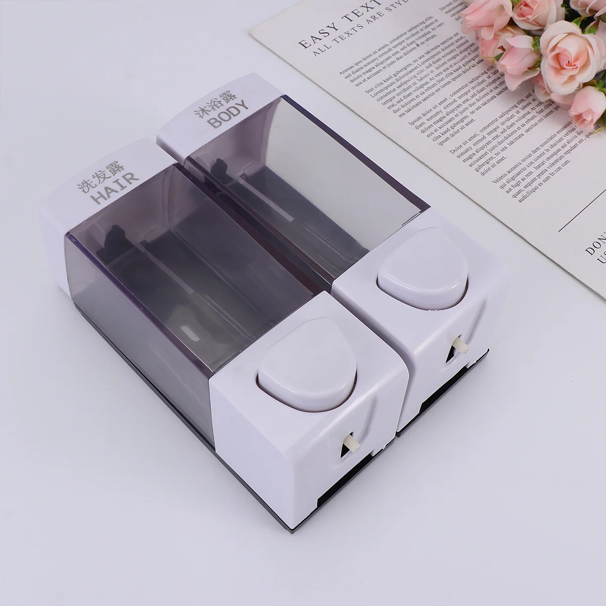 700 مللي زجاجة يد مثبتة على الحائط مضخة ناعمة تصميم مسطح شامبو غسول موزع الصابون الأبيض زجاجة يد