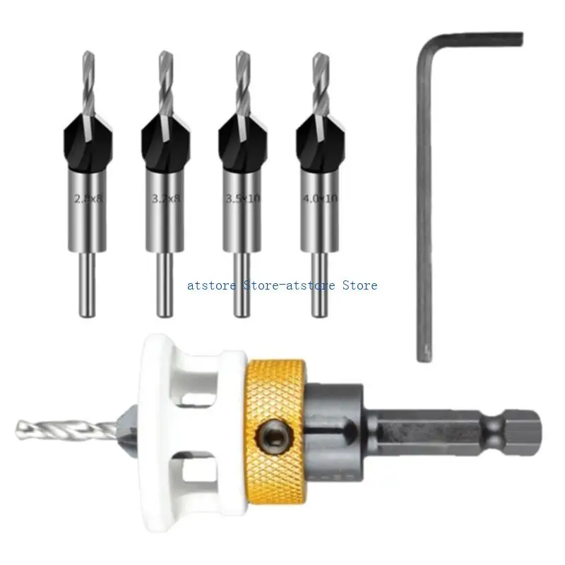 H37D مجموعة مثقاب خشبية قابلة للتعديل مكونة من 6 قطع تعمل بشكل بسيط لتحسين المنزل