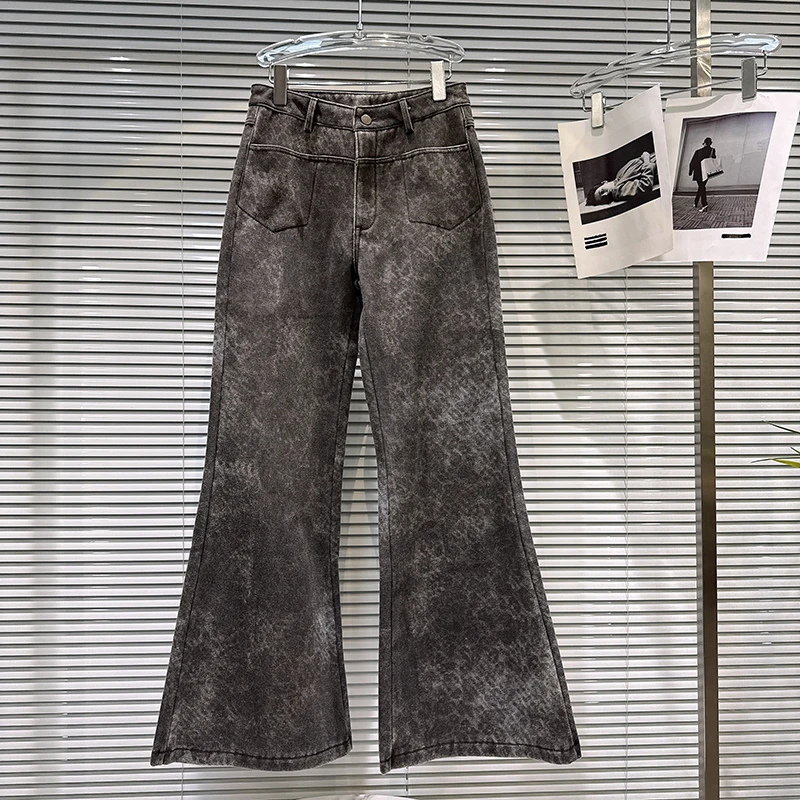 

Зима 2025 года, новинка, ретро, пряная девушка, крашение галстука, вода для похудения, бархатные уличные модные джинсовые джинсы для женщин