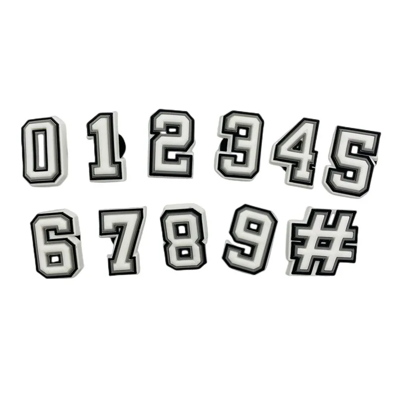 زخرفة أحذية الحروف 0-9 #   عدد الأبجدية ABC-Z أحرف الصنادل أحذية زهرة DIY اكسسوارات الزينة للرجال والنساء