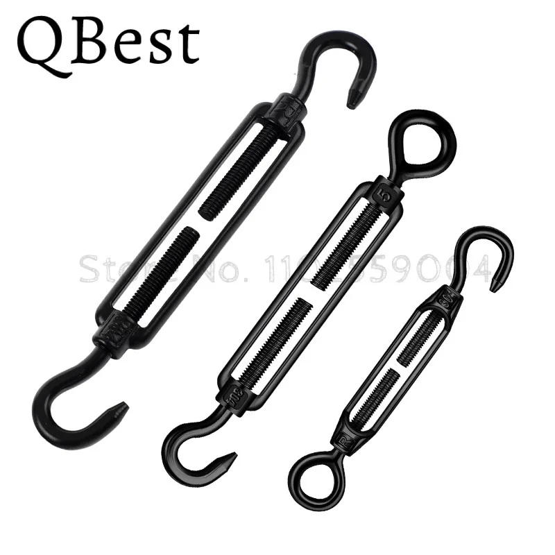 1PCS Stainless Steel Black Hook and Eye Tensioner Rope Cable Tension Adjustable Garden M4 M5 M6 M8 Wire Tensioner