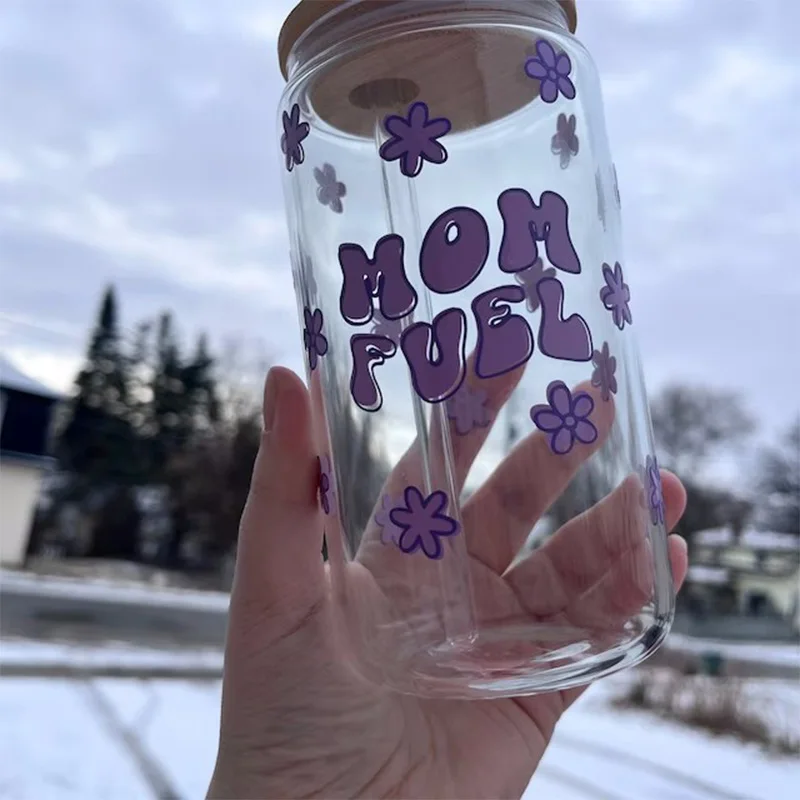 UV DTF Pink Pray Transfer Sticker DIY Waterproof For Cups On Over Through It Custom Decals Adhesive Clear Jar Bottle Stationery