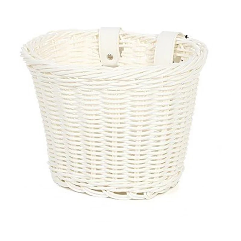 Bicycle Basket Rattan Woven Bike Storage Front Handlebar Basket Removable Waterproof Bicycle Pannier Basket Kid Bike Carrier Bag