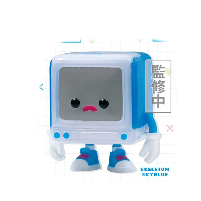 레트로 컴퓨터 소년 귀여운 투명 장식품 장난감 Q버전 액션 피규어 가샤폰 수집용 장난감