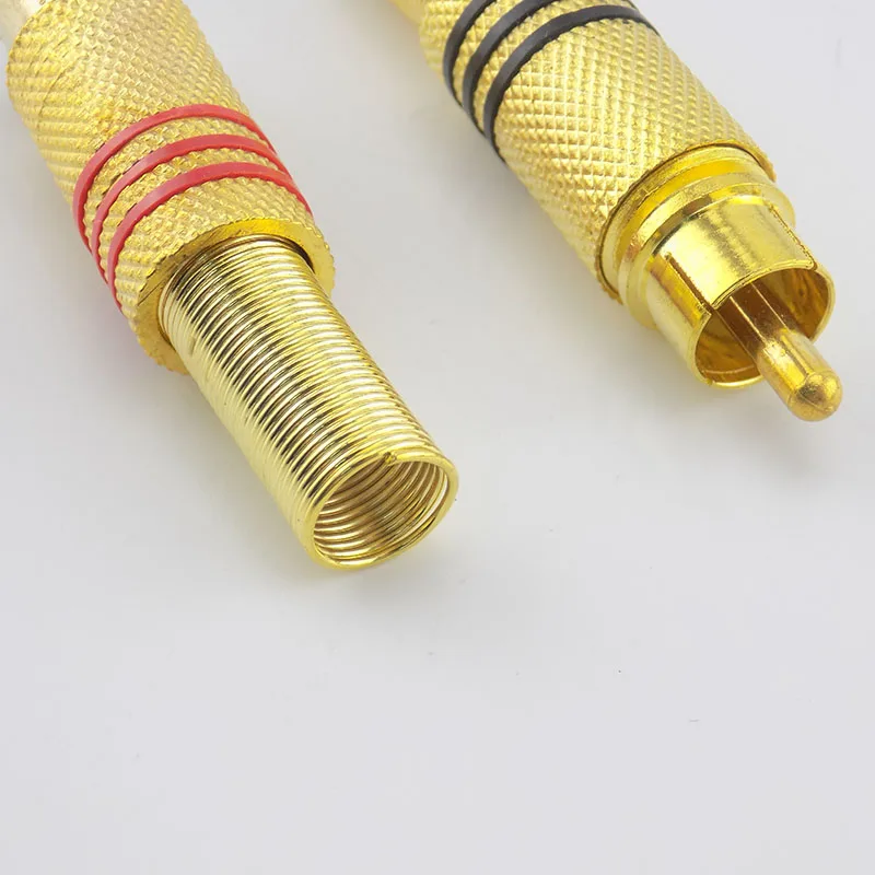 10PCS/Lot Gold Red Black Metal Spring RCA Connector Male Jack Plug AV Plugs For PC Audio Vedio Welding DIY Parts