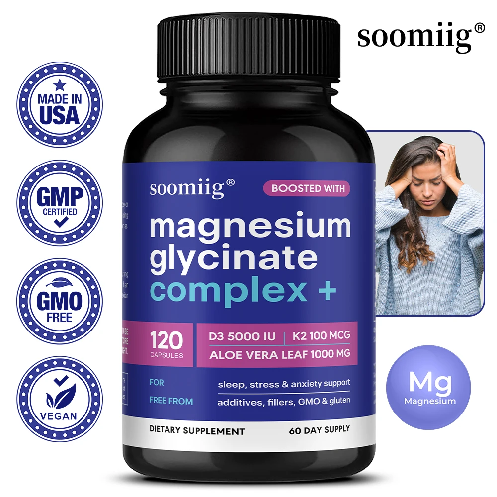 Magnesium Glycinate, Sleep, Relax & Muscle Support | High Absorption Magnesium Supplement for Women & Men, Vegan
