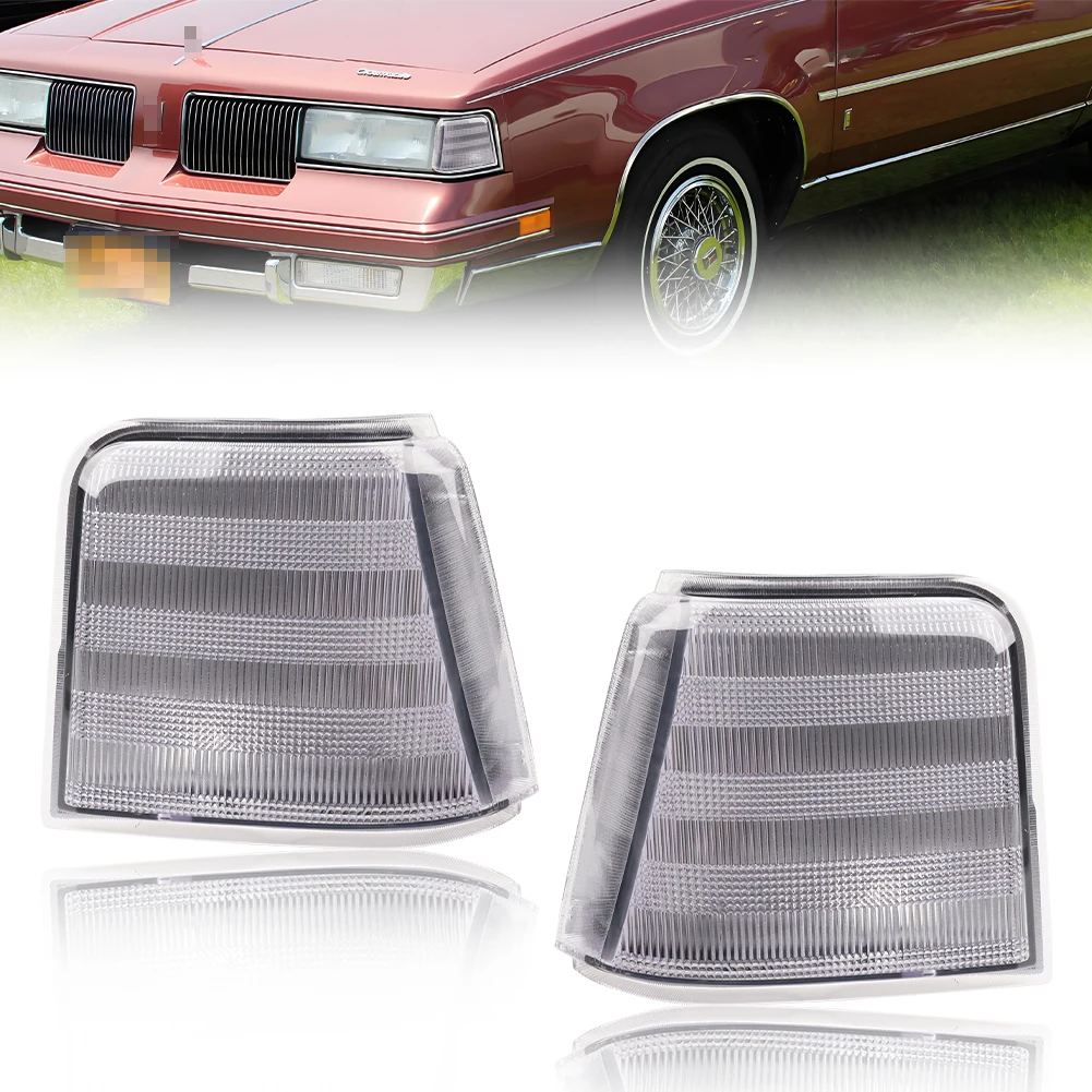 

2Pcs Front Corner Light Side Marker Light Turn Signal Light Cover For 1987 1988 Oldsmobile Cutlass Supreme Calais 442 GT-350