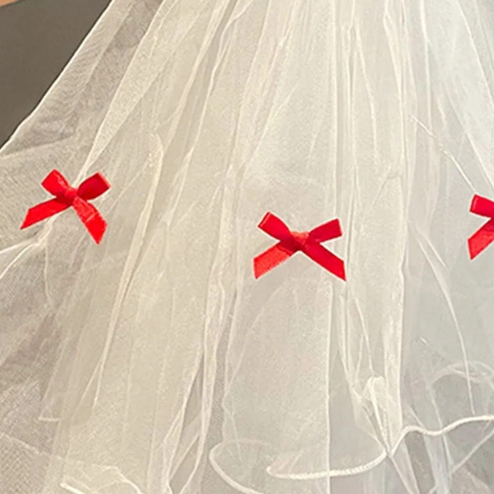 هدية حمراء عيد الميلاد الحجاب عقال المخملية شبكة الزفاف تول رباط شعر غطاء الرأس القوس الحجاب حفلة تأثيري