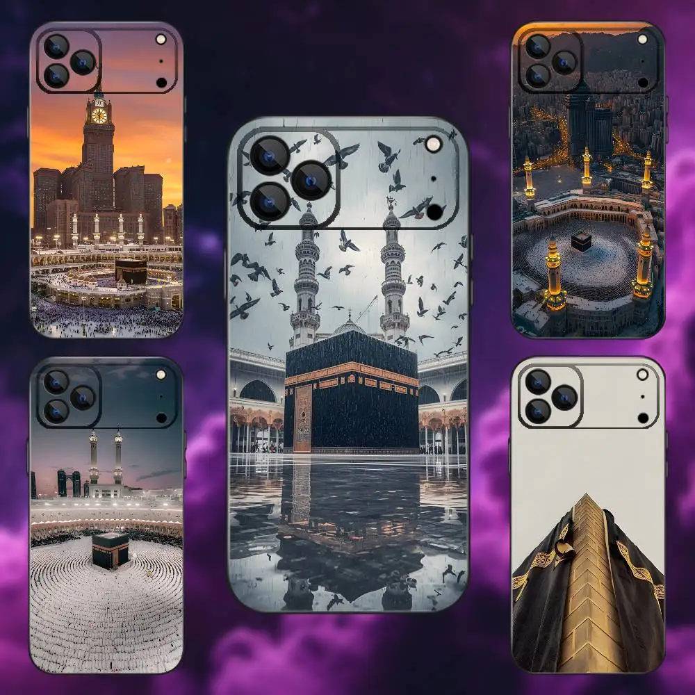 

Moslem and kaaba Phone Case For iPhone 17,16,15,14,13,12,Pro,Max,Plus,E,SE4,Air,Mini Black Soft Box