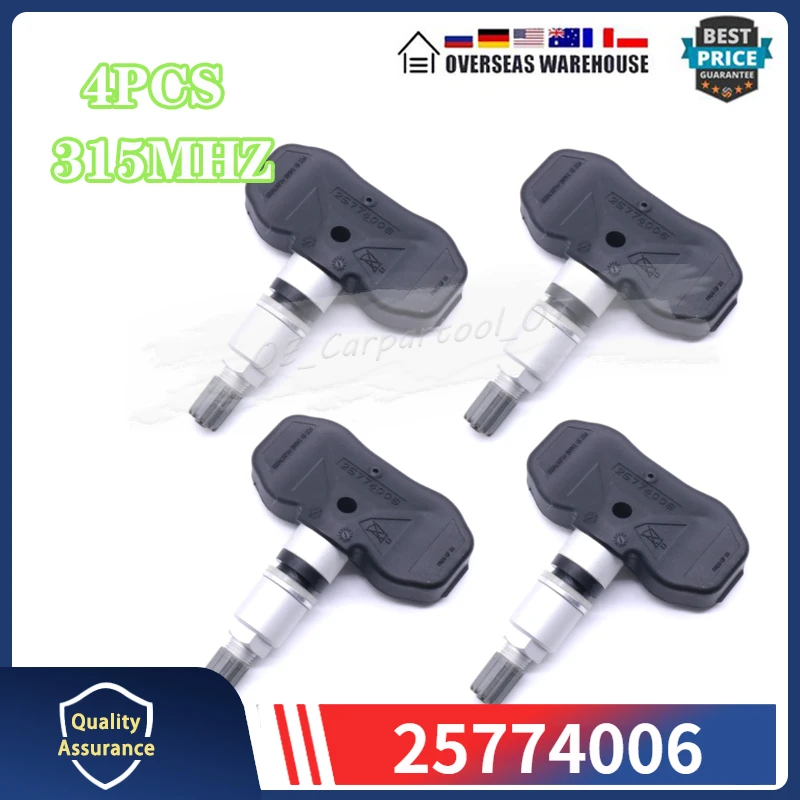 

315MHZ 4PCS TPMS TIRE PRESSURE SENSOR 25774006 For 2002-2006 GMC Envoy Xl Cadillac Cts Tyre Monitoring System Pressure Sensor