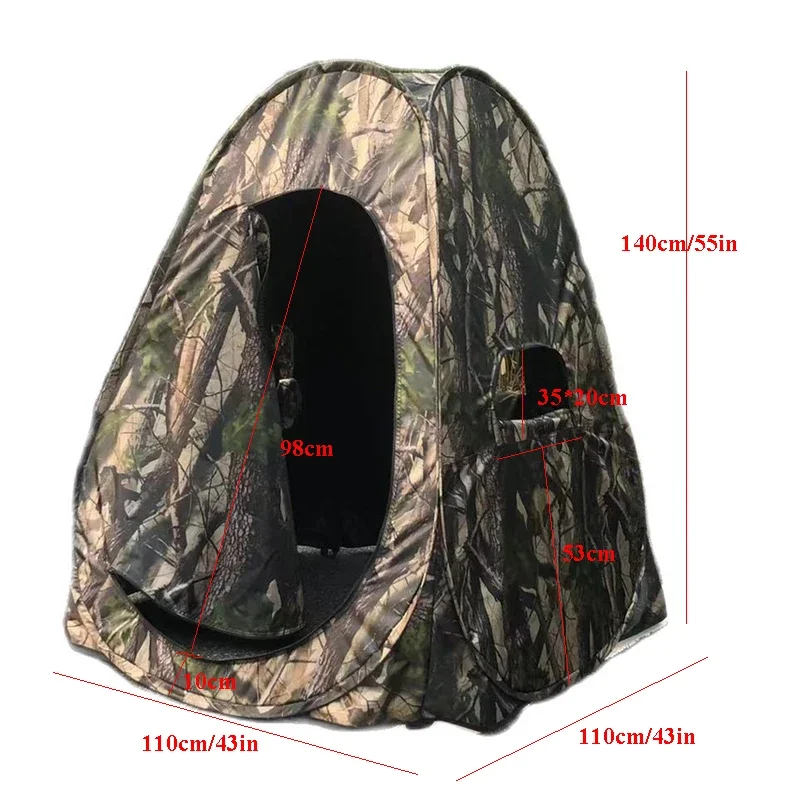 Single Person Pop Up Outdoor Photography Tent Watching Bird Portable Privacy Camouflage Black Glue Coated Camping Move Equipment