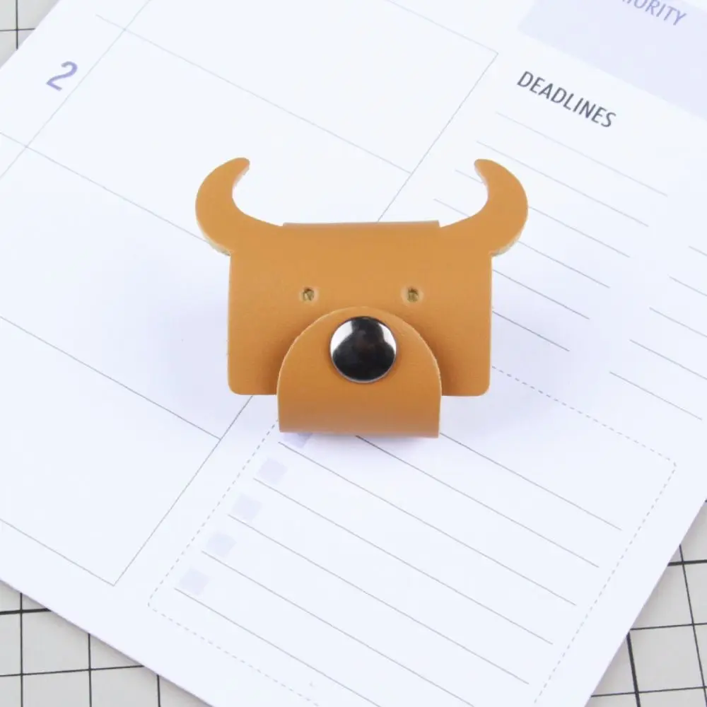 Earphone Cord Organizer Cute Animal Leather Cable Winder Cable Protector Clip Anti Loss Cartoon Bear/cattle