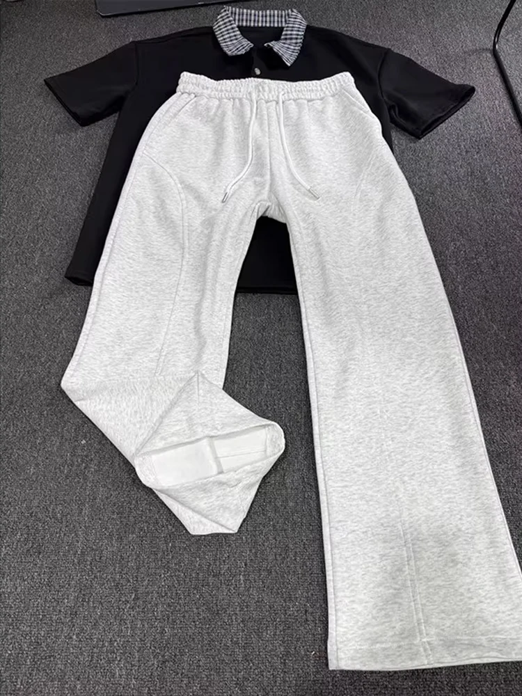 

Мужские повседневные брюки прямого кроя, расклешенные внизу, в стиле ретро-американский, с элементами джинсовой ткани, износостойкие, молодежные, модные, длинные