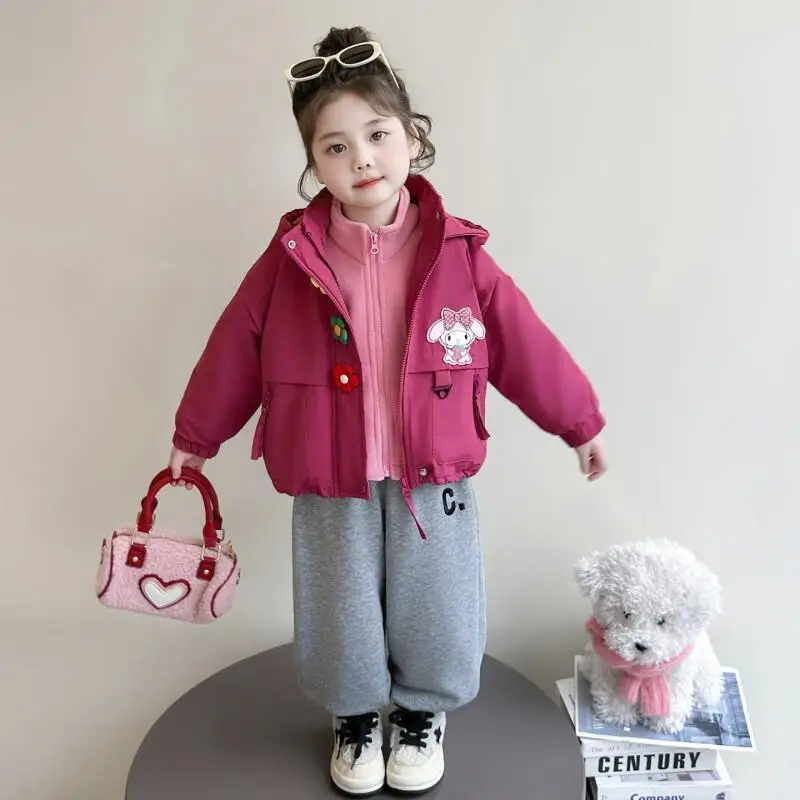 

Sanrio My Melody Kid Plush Outdoor Jackets Kawaii Y2k Anime Children's Clothing Girls' Baby Jacket Thickened Winter Boys Coat