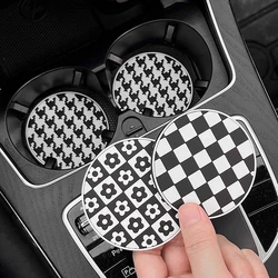 Flower Coaster Cup Holder, Houndstooth, Auto Cup Holder, impermeável, antiderrapante Mat, resistência térmica, acessórios do carro, 1Pc