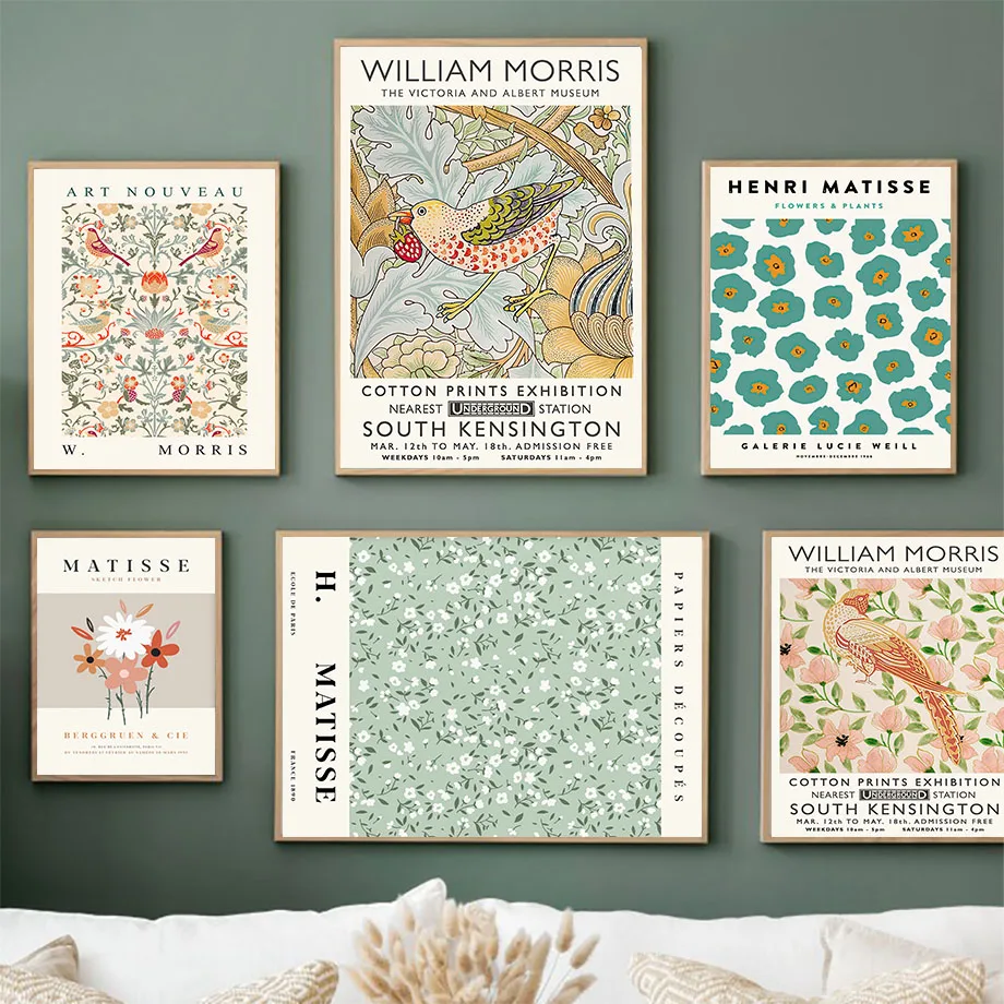 William Morris Matisse Abstract Flower Birds Modern Art Canvas Painting Nordic Posters And Prints Wall Pictures For Home Decor