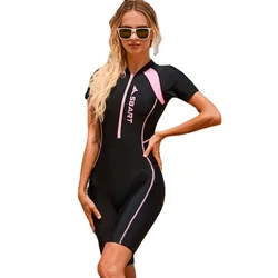 SBART one piece swimsuit solid color women's surfing suit sun protection quick drying tight fitting chest pad swimsuit