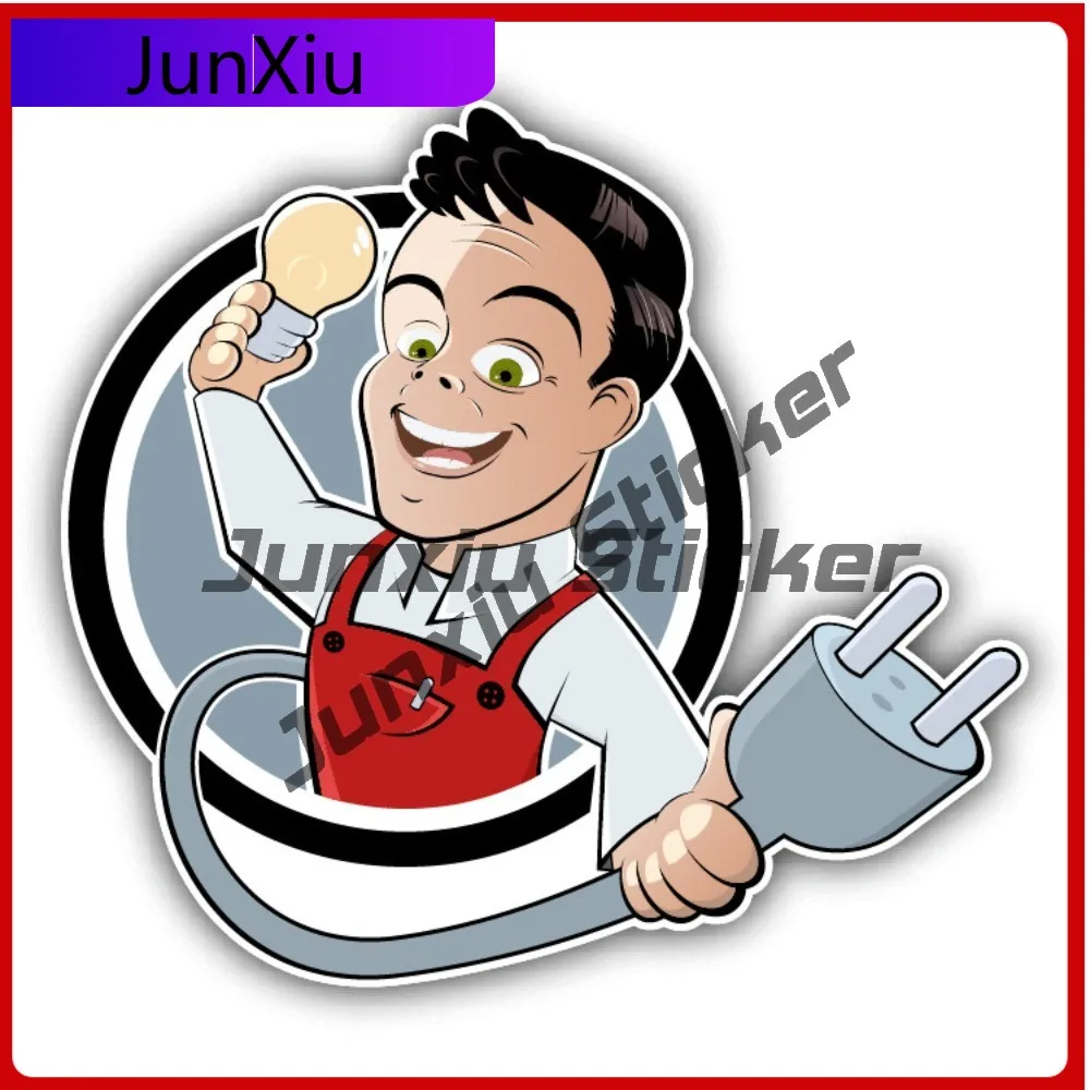 

Electrican Funny Cartoon Best Gift Scratch Resistant Aesthetic Window Decal Waterproof Vinyl Laptop Bumper Auto Exterior