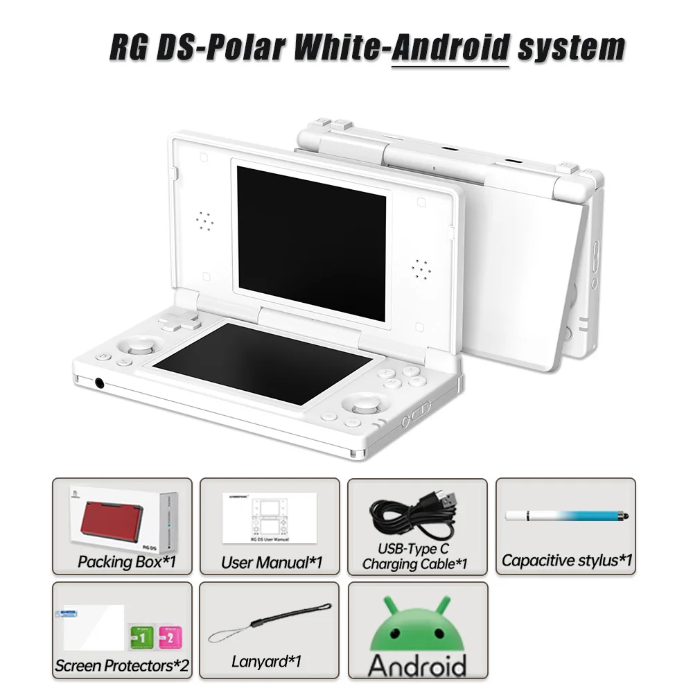 Anbernic RG DS Retro Videogameconsole 4 inch IPS Dual Multi-touch scherm Android 14 Flip Game Player RGDS als kerstcadeau