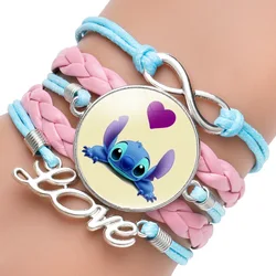 Disney Lilo & Stitch Anime Figura Pulseira, Pingente Dos Desenhos Animados, Ponto Modelo, Pulseira De Vidro, Meninas Acessórios, Brinquedo de Natal do miúdo