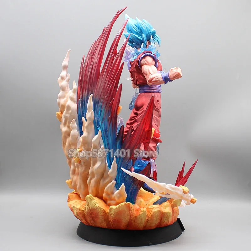 Anime Kaiouken Goku Dragon Ball Figures Super Saiyan Blue Hair Son Goku Action Figures 39cm PVC Collection Model Ornament Toys