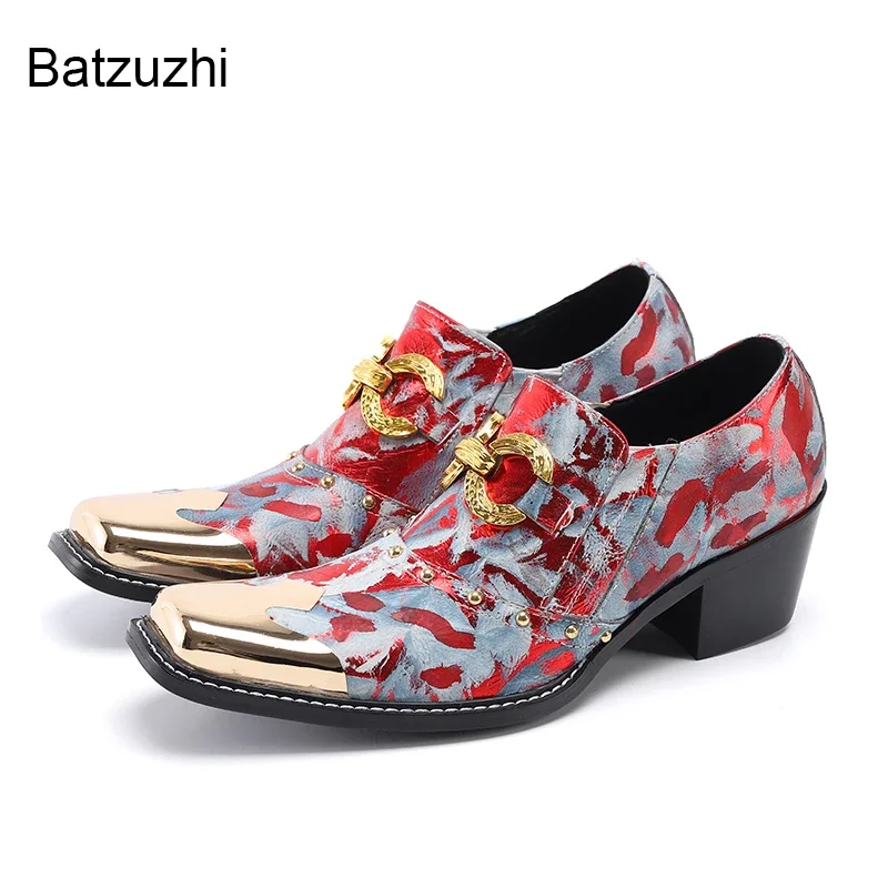 

Batzuzhi New Design Handmade Men's Shoes Steel Toe Color Genuine Leather Dress Shoes Men 6.5cm Fashion Party&Wedding Shoes Male