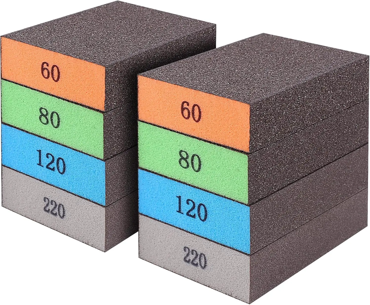 

8-Pack Sanding Sponge, 4 Grits 60/80/120/220, Washable Reusable Sandpaper Blocks for Wood Drywall Metal Polishing