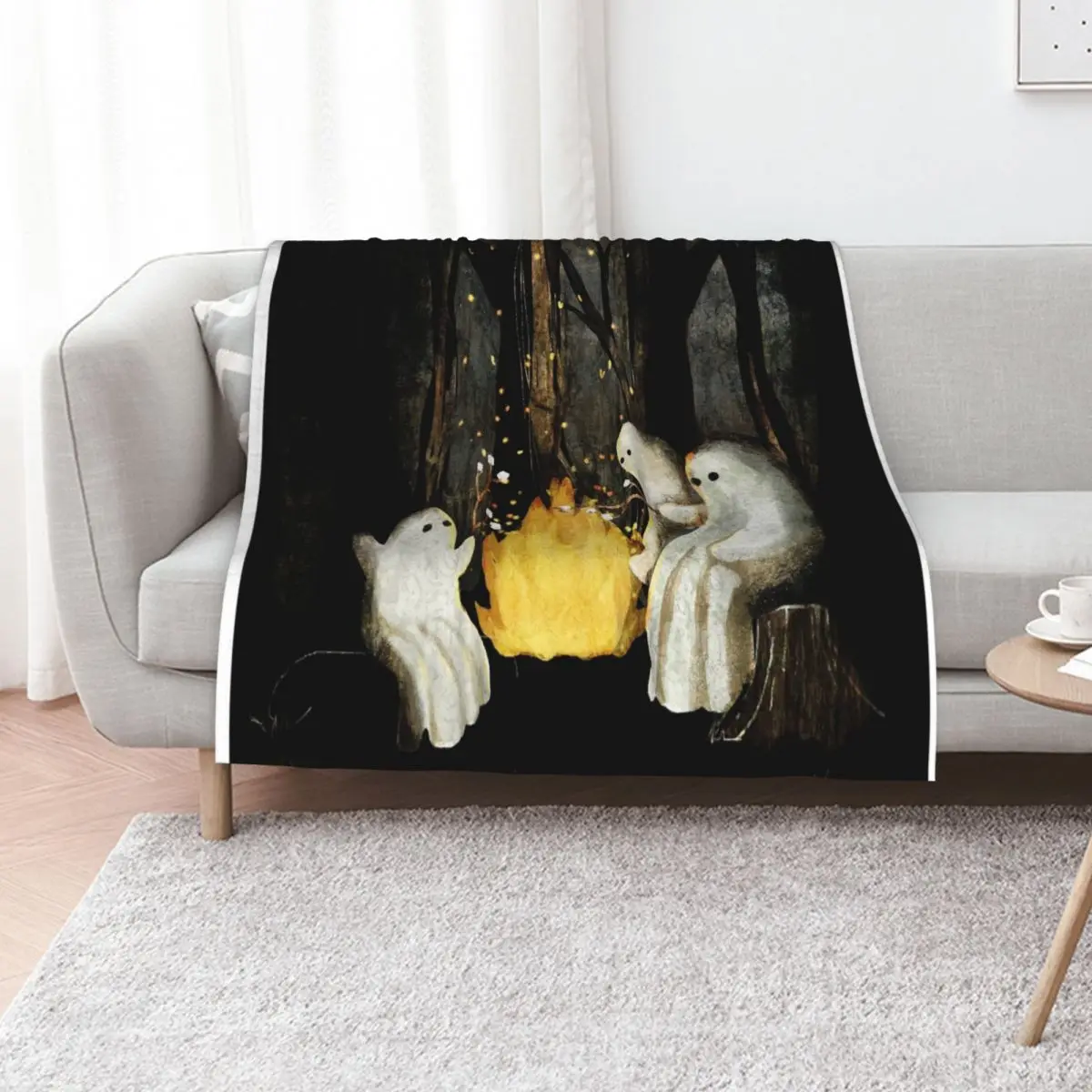 Marshmallows and ghost stories Throw Blanket for sofa Decorative Sofas Flannels Polar warm for winter Shaggy Blankets