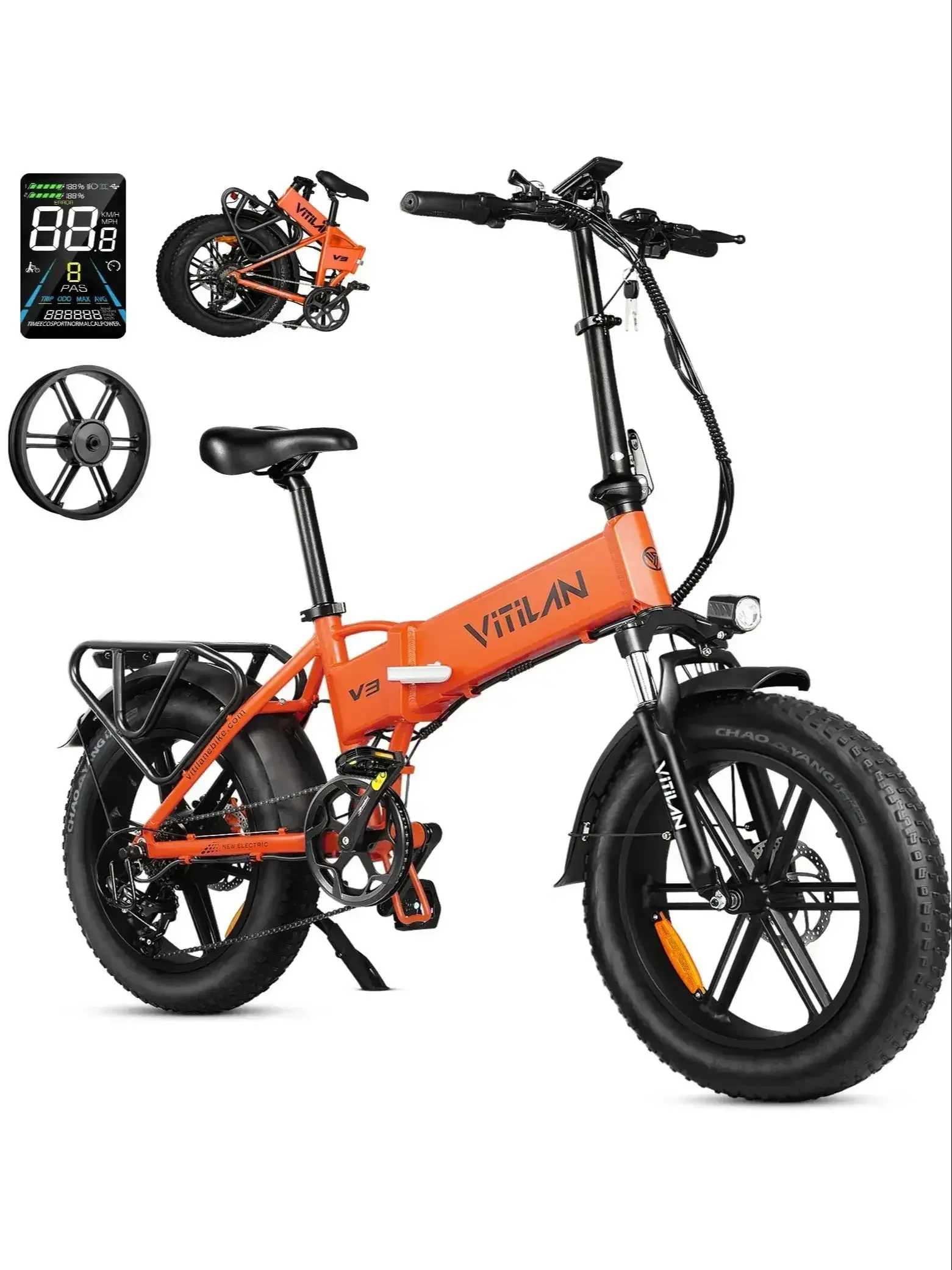 AliExpress VITILAN V3 2.0 Electric Bike For Adults 750W Folding Mountain Electric Bike 48V13AH 20 inch Fat Tire Off Road Electric Bike
