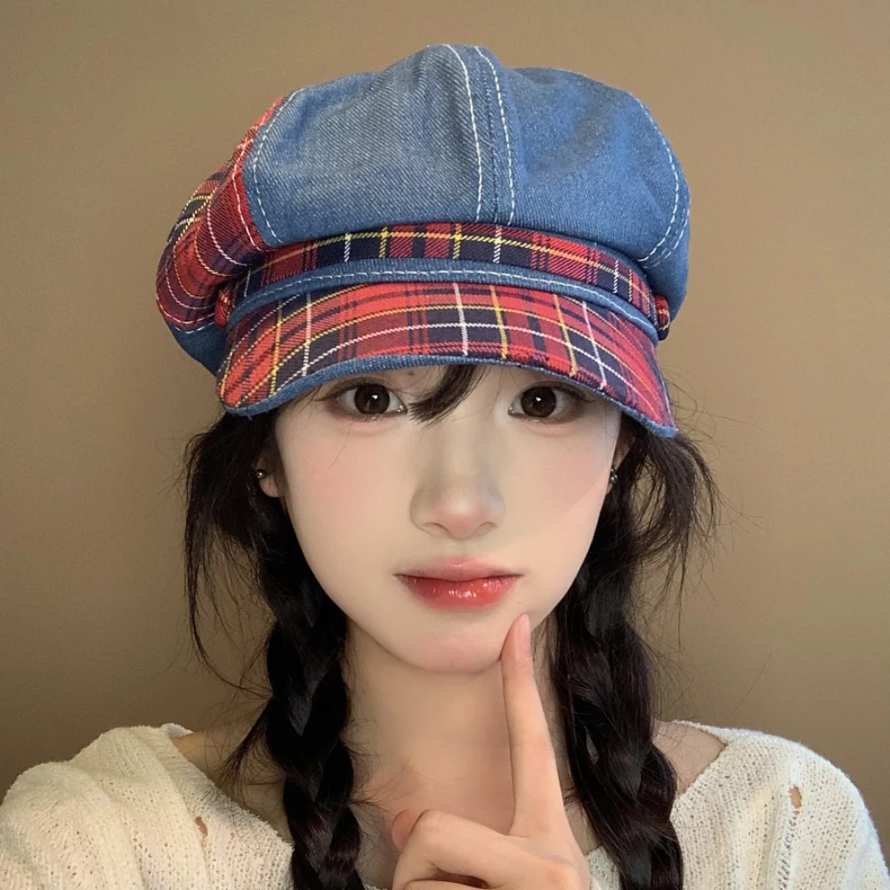 HT4853 Berets für Frauen Neue Frühling Sommer Herbst Zeitungsjunge Mütze Plaid Künstler Maler Baskenmütze Hut Weibliche Achteckige Kappe Dame Baskenmütze Kappen – Detail 9