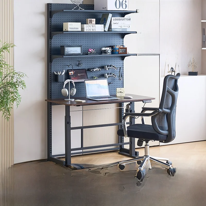 Metal Hole Board Bookshelf Multi-Functional Computer Desktop Organizer No-Punching Required Ideal for Gaming Room Decoration