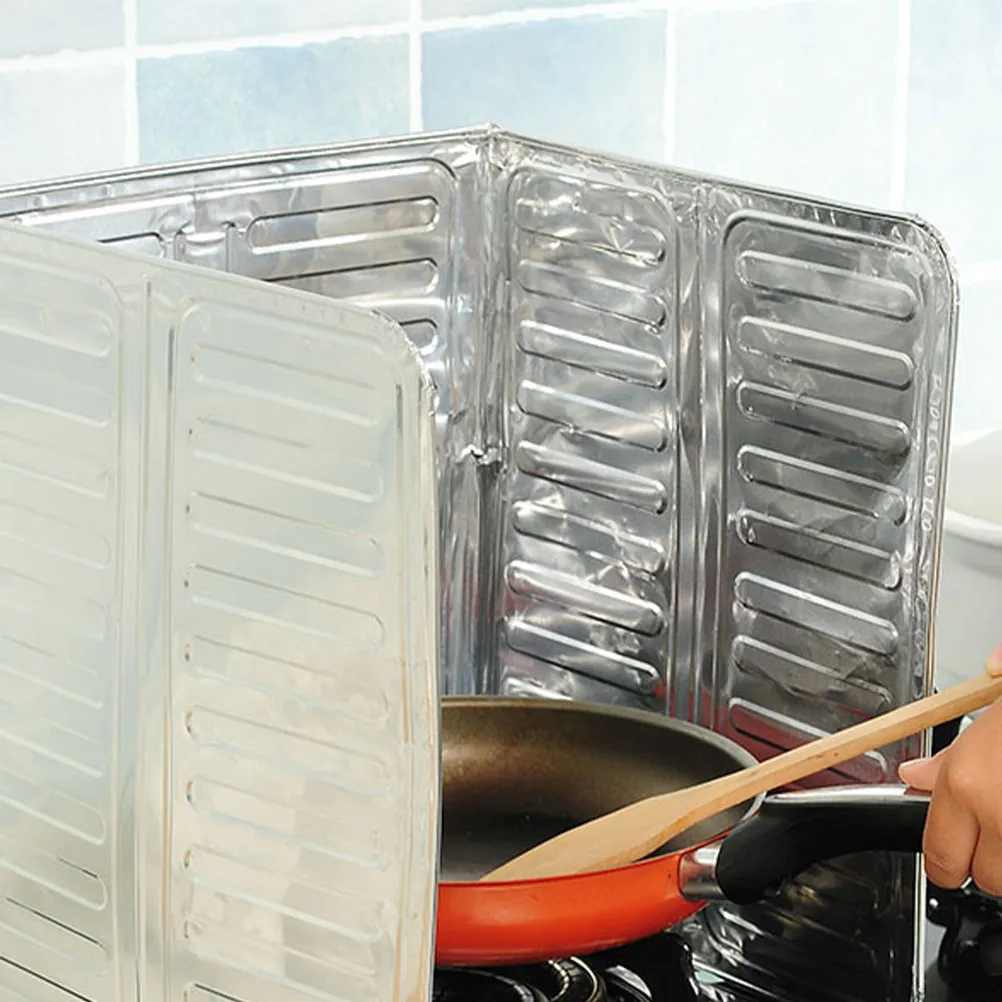 2Pcs Aluminum Foil Oil Splash Guard for Gas Stove Kitchen Wall Counter Protection Heat Resistant Stove Shield Oil Baffle