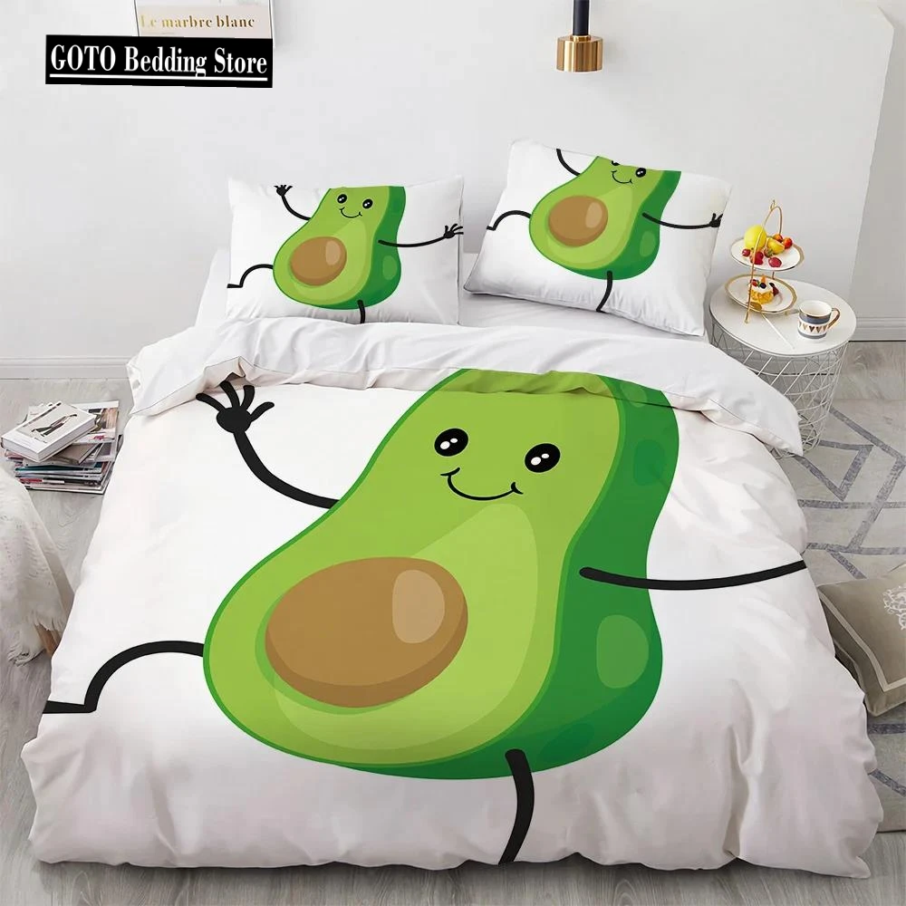 

3d Comforter Bedding Sets Green Avocado Single Duvet Cover Set 100% Microfiber Fabric Soft, Light,Comfortable, Durable, Machine