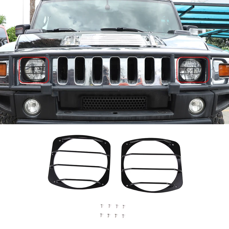 

Fit For Hummer H2 03-09 Stainless Steel Black Headlight Cover Front Fog Light Turn Light Cover Mesh Cover Car Accessories