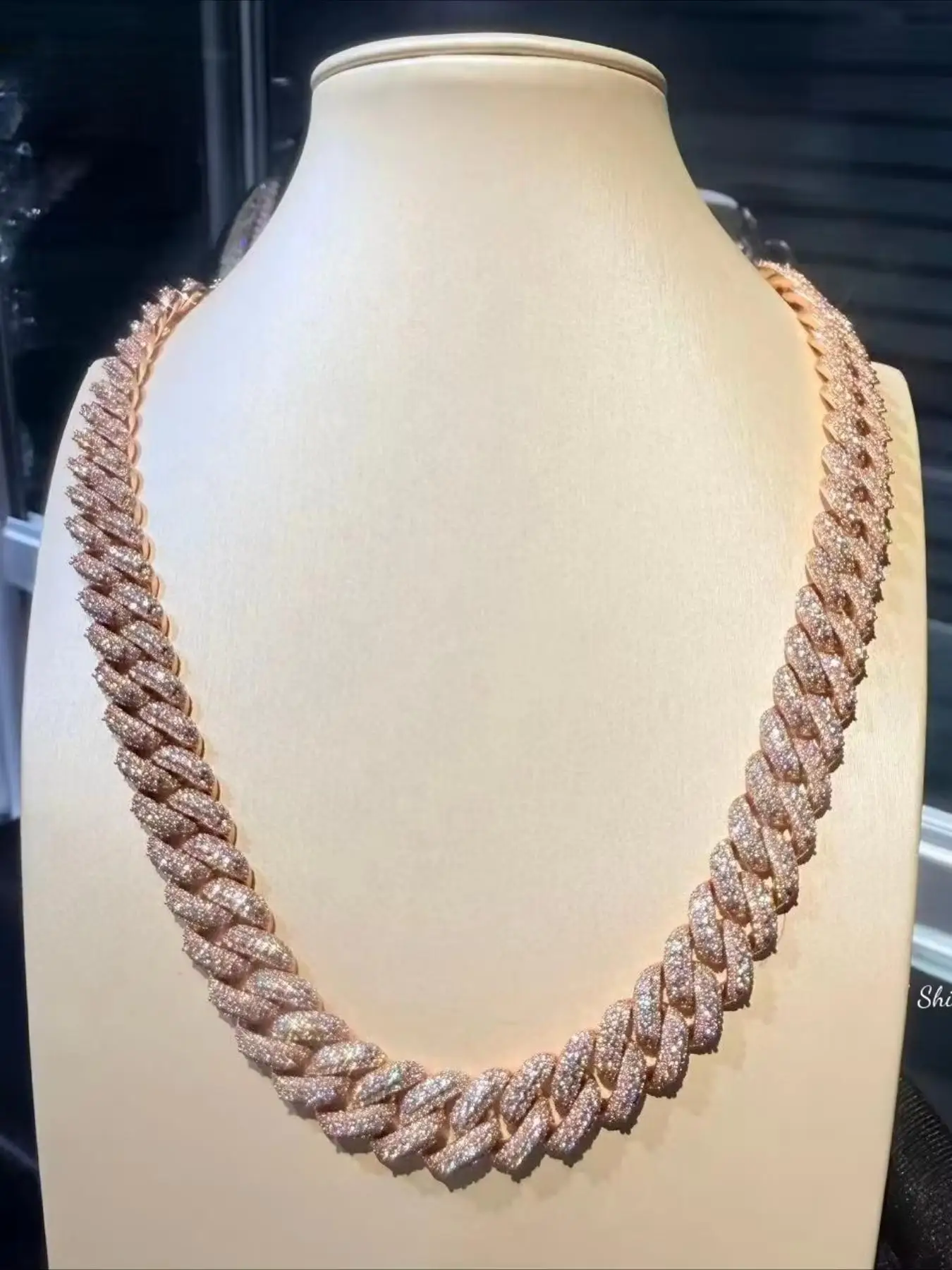 Hip-hop Jewelry 18mm Iced Cuban Necklace VVS D Color Fully Iced Diamonds, Available in Multiple Color Styles,