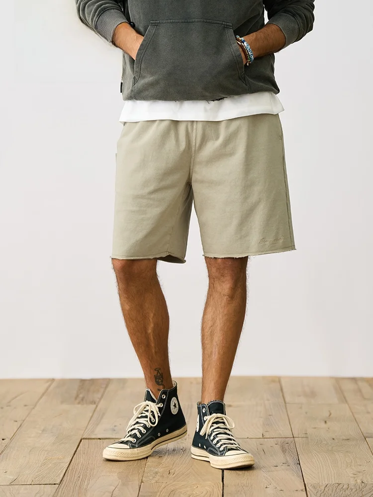 

Simwood Loose Fit Waed Distred Hem Sweatpants orts for Men Heavy Weight Cotton Polyester Blend Summer Casual Wear