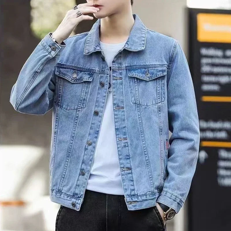 

Male Jean Coats Autumn Button Men's Denim Jacket Black Winter Outerwear Menswear 2024 Original High Quality Low Cost Aesthetic G