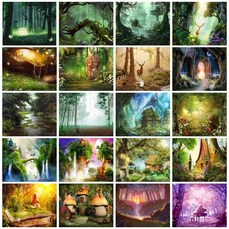 

GATYZTORY Acrylic DIY Painting by Numbers Kits Picture Paint Forest Landscape Oil Handpainted Painting Decor Unique Gift