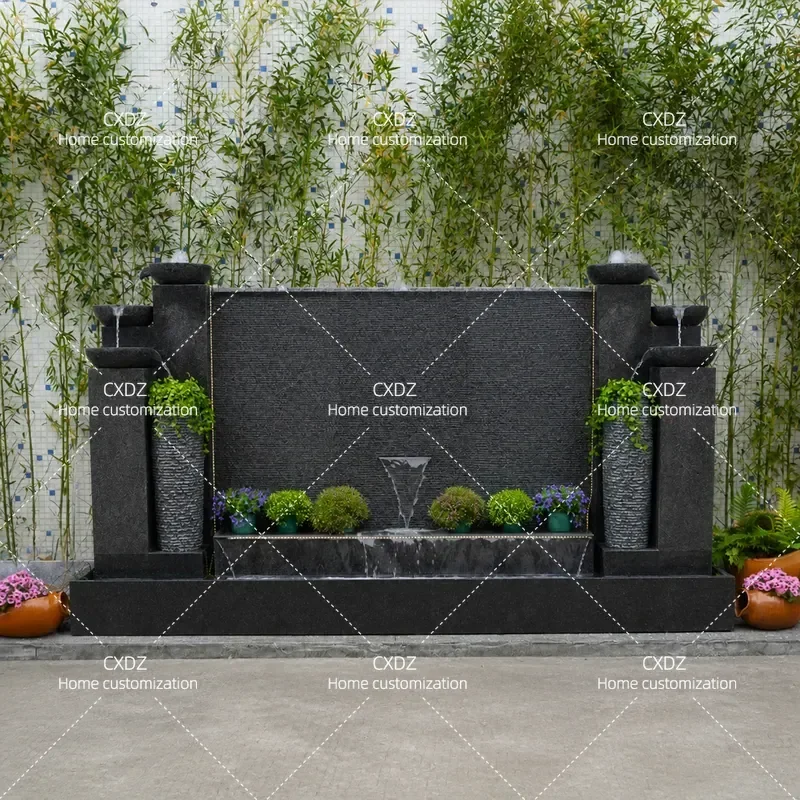 Chinese Style Water Curtain Wall Running Water Screen Partition Fish Pond Fountain Outdoor Courtyard Water System Landscape