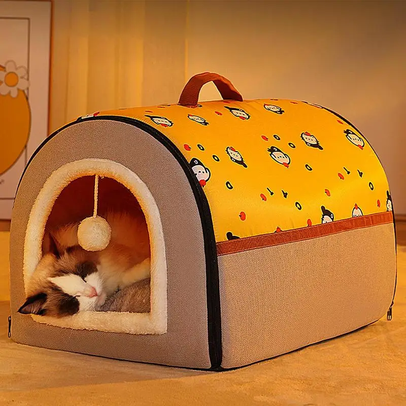 

Winter warm pet House Indoor Pet House Warm Pet Bed Cat Hideaway with Plush Ball Removable Washable Puppy Cave for cat and Dog