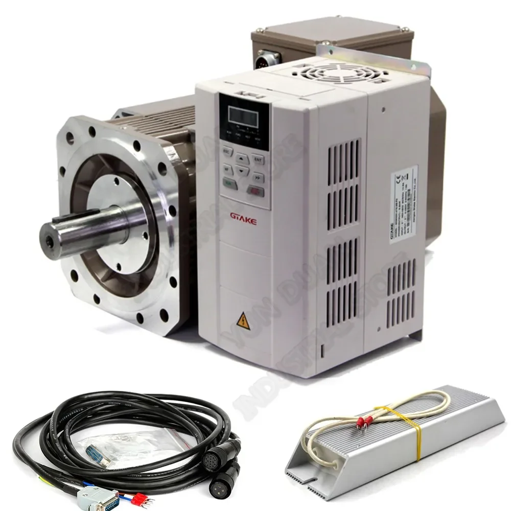 22KW 8000rpm 138.8Nm 14.2kgf 20000Oz-in AC Servo Spindle Motor Drive Set 265mm 3PH 380V Constant Power for CNC Lathe Milling