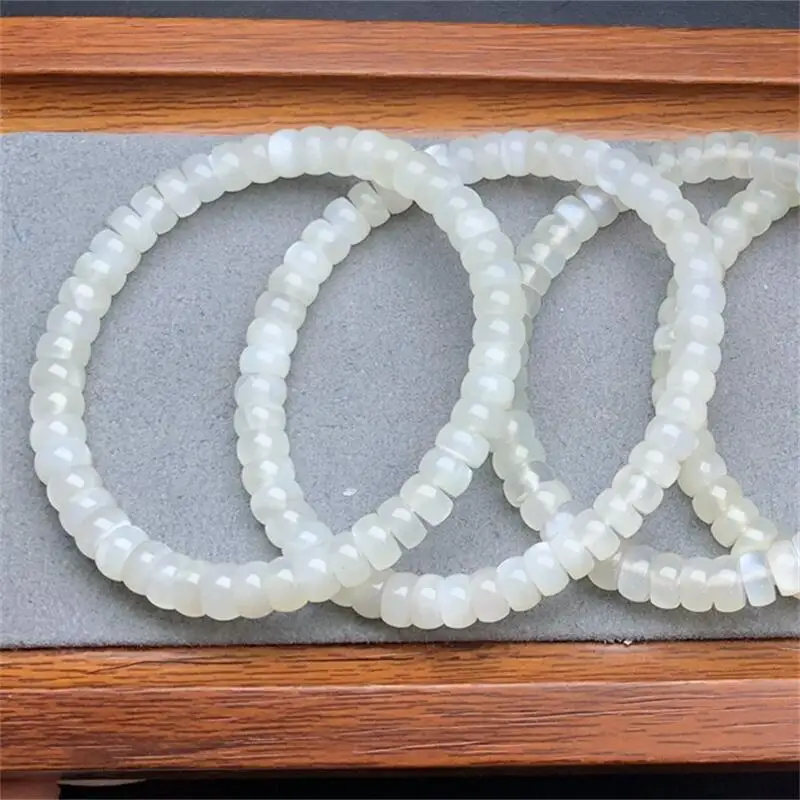 

6.7MM Natural White Moon Stone Bracelet Women Beautiful Colorful Crystal Energy Healing Fashion Gemstone Jewelry 1PCS