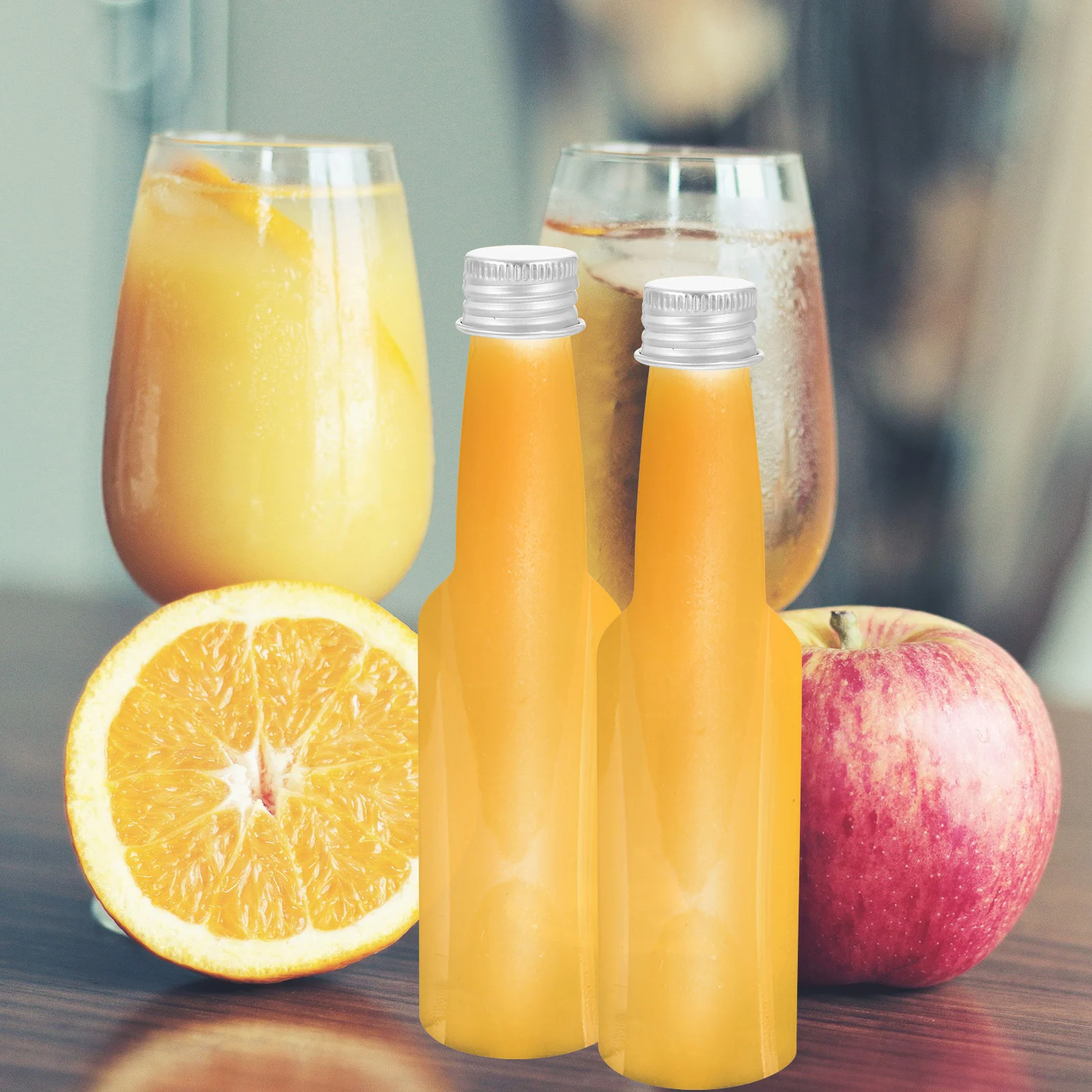 

30Pcs Plastic Juice Bottles Transparent Portable Reusable Leakproof Bottles for Travel Outdoor Milk Water