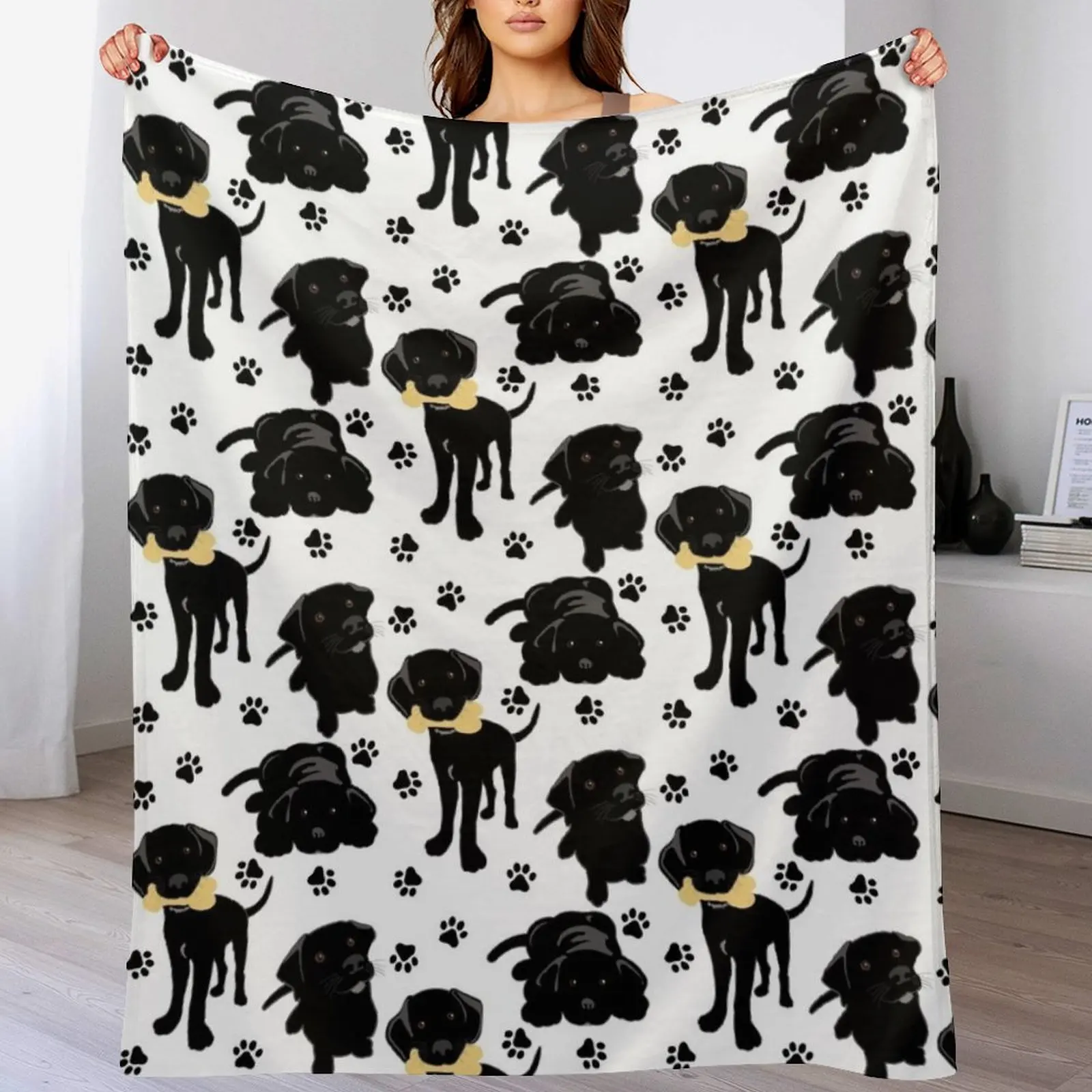 Black Lab Puppies Throw Blanket Thermal Kid'S Soft Big Blankets