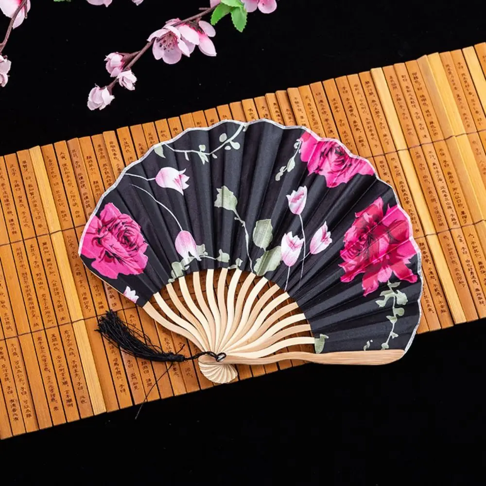 1Pcs Portable Japanese Folding Fan Summer Dance Performance Props Retro Fans Women's Home Decoration Gift Silk Cloth